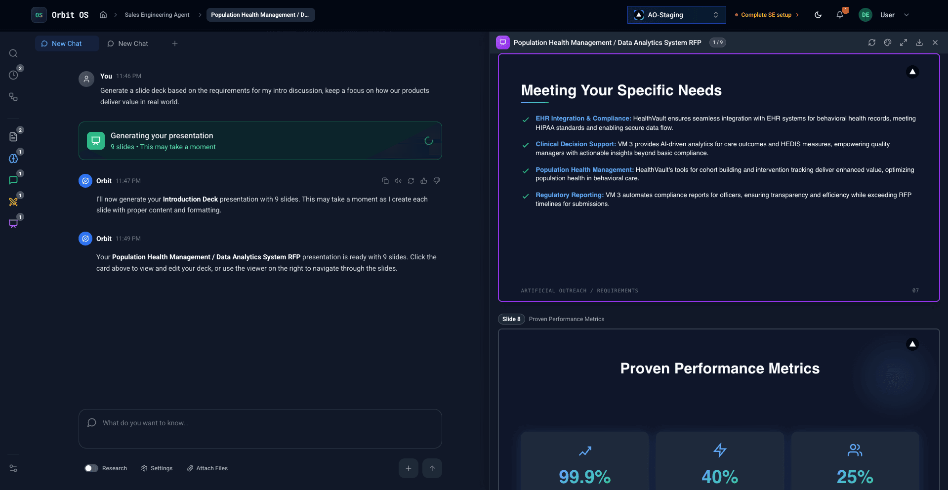 AI-generated pitch deck alongside client proposal